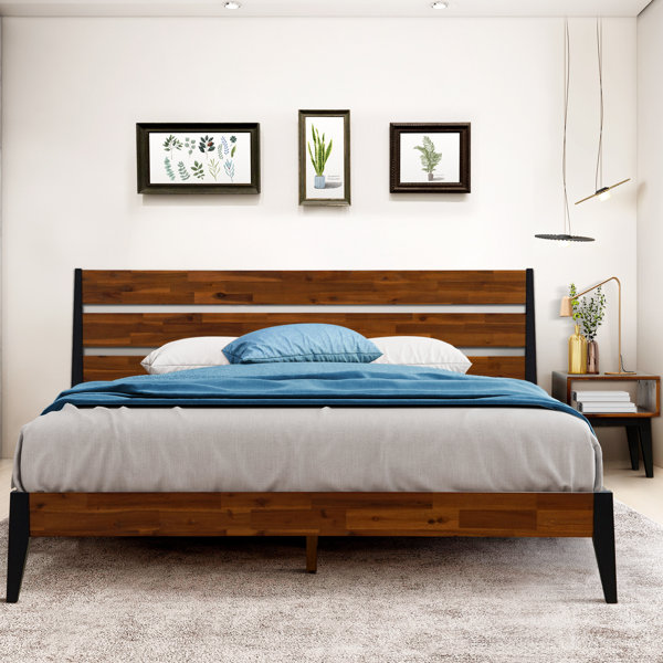 Acacia Emery 2Piece Bedroom Set Solid Wood Bed Frame with High